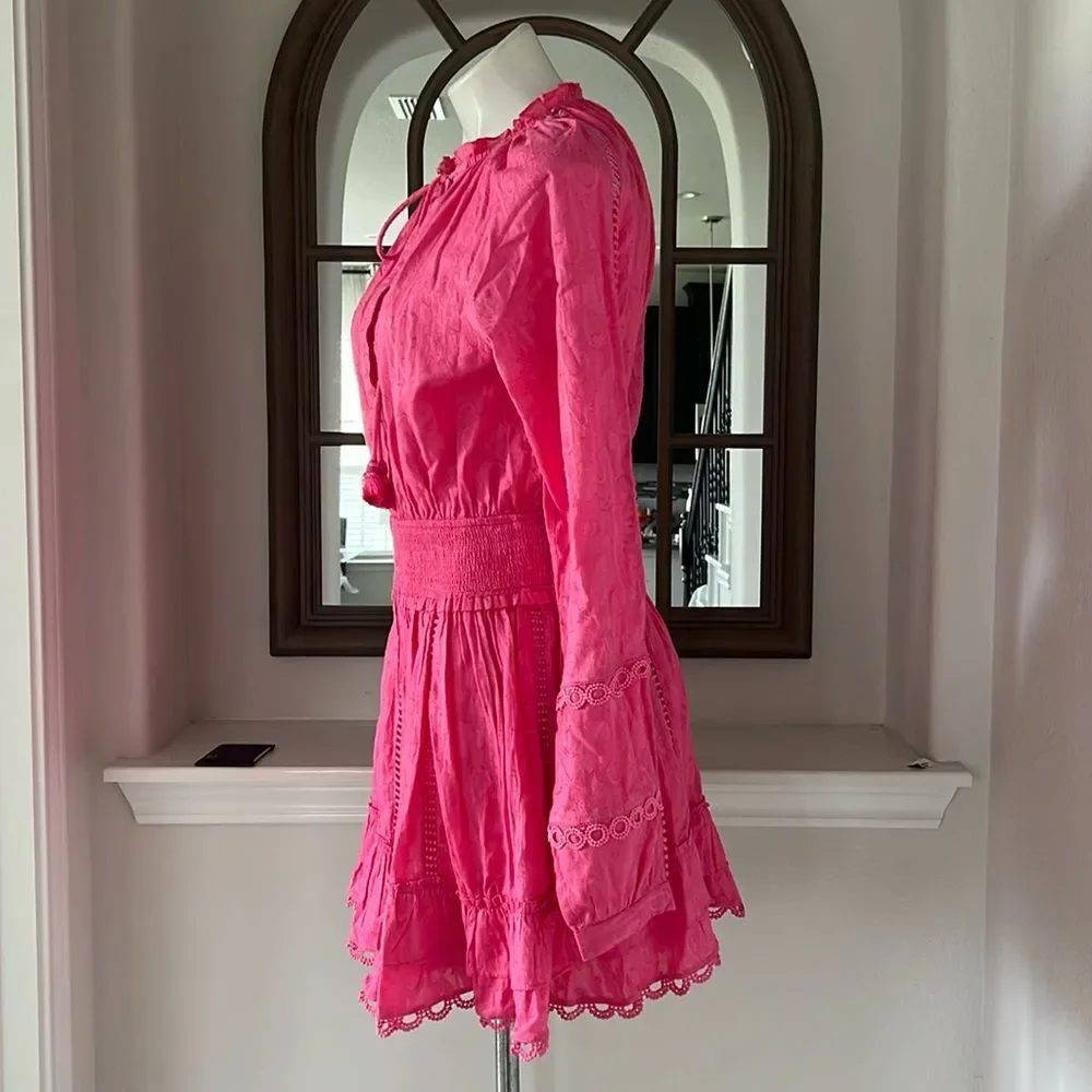 Hemant and Nandita Cotton Ruffled Eyelet Dress, Pink, New, Size XS - Picture 3 of 8